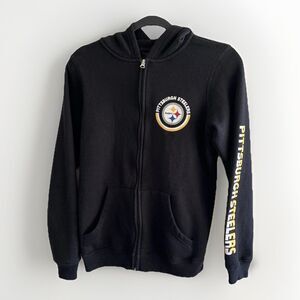 NFL Pittsburgh Steelers Kids XL Black ZIP UP Hoodie Sweatshirt